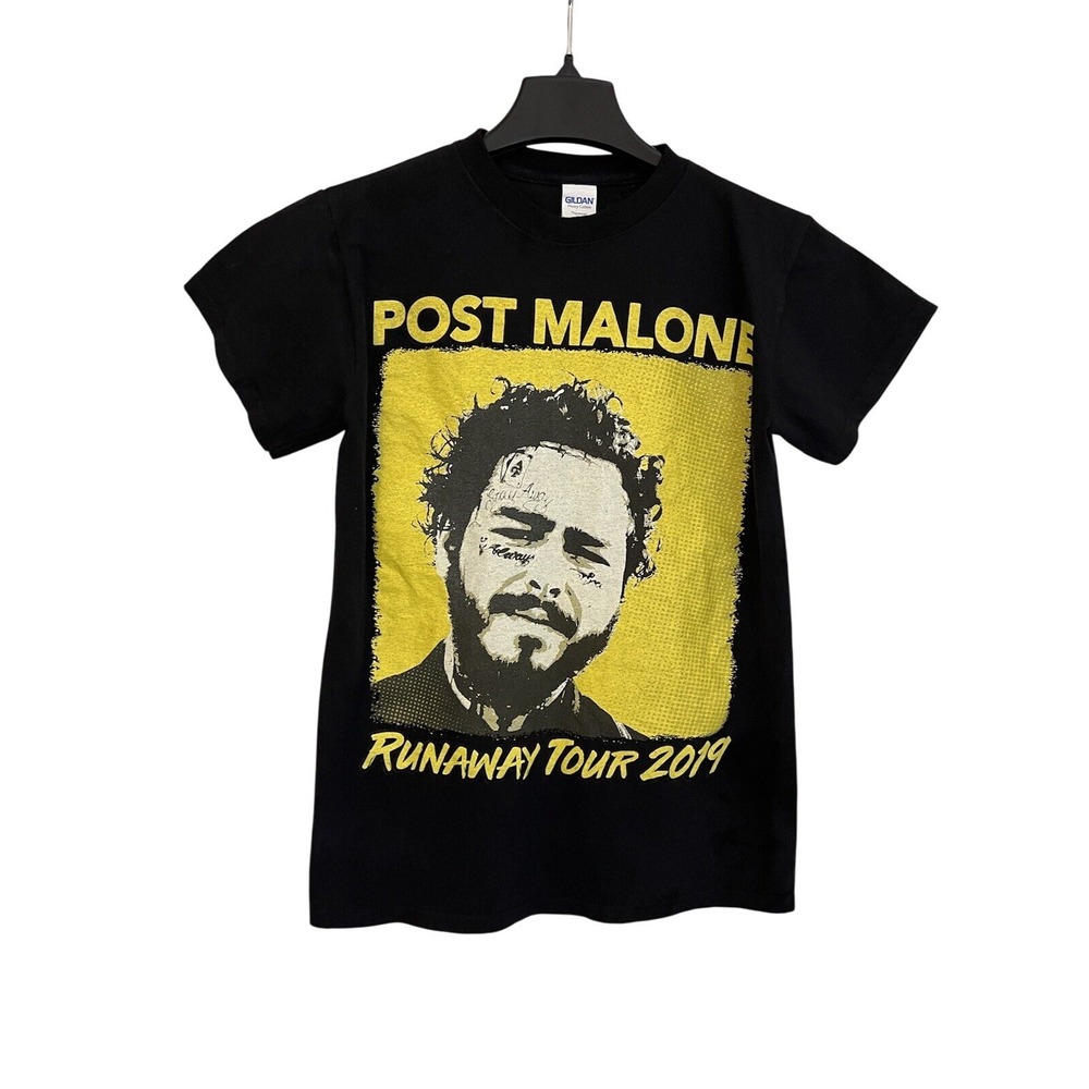Post Malone T Shirt Runaway Tour 2019 Yellow & Black Men's Small Hip Hop Pop